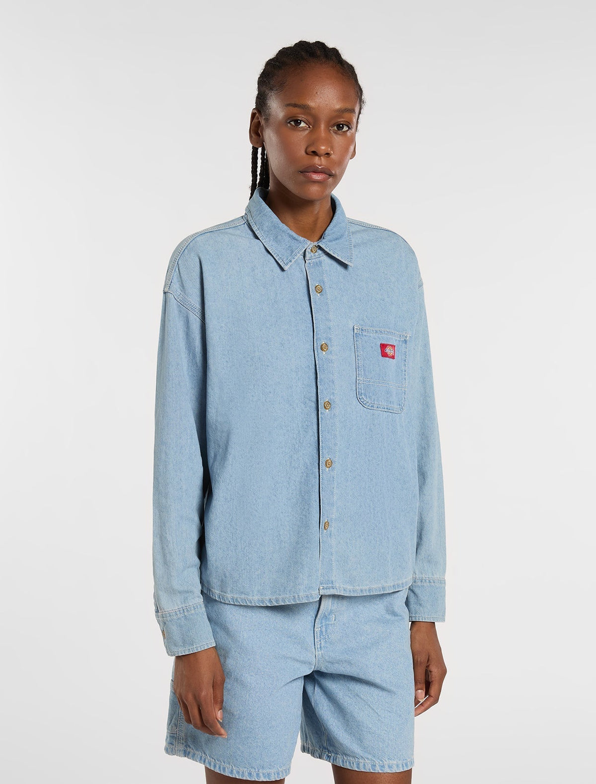 Lightweight Long Sleeve Denim Shirt - Blue