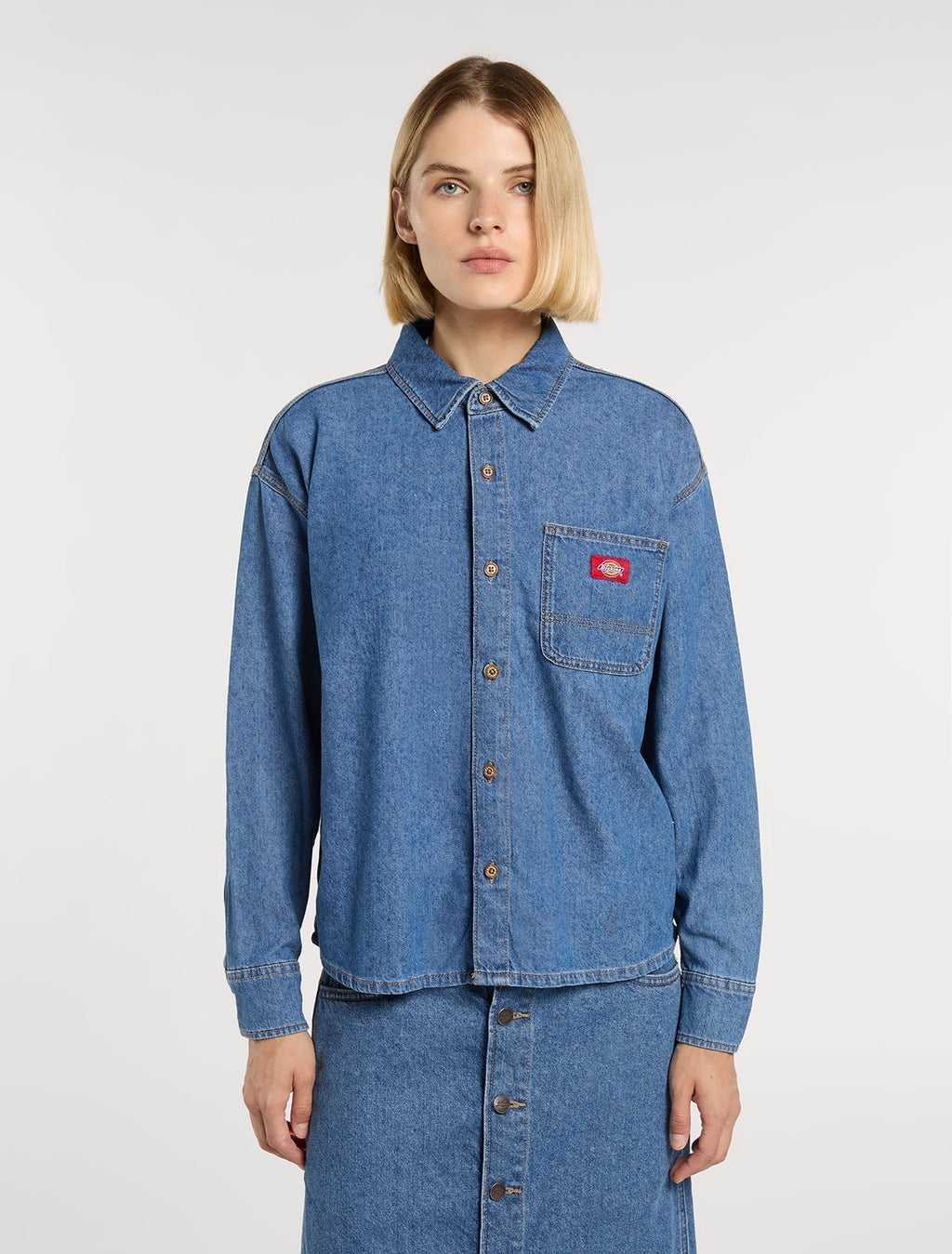 Lightweight Long Sleeve Denim Shirt - Blue