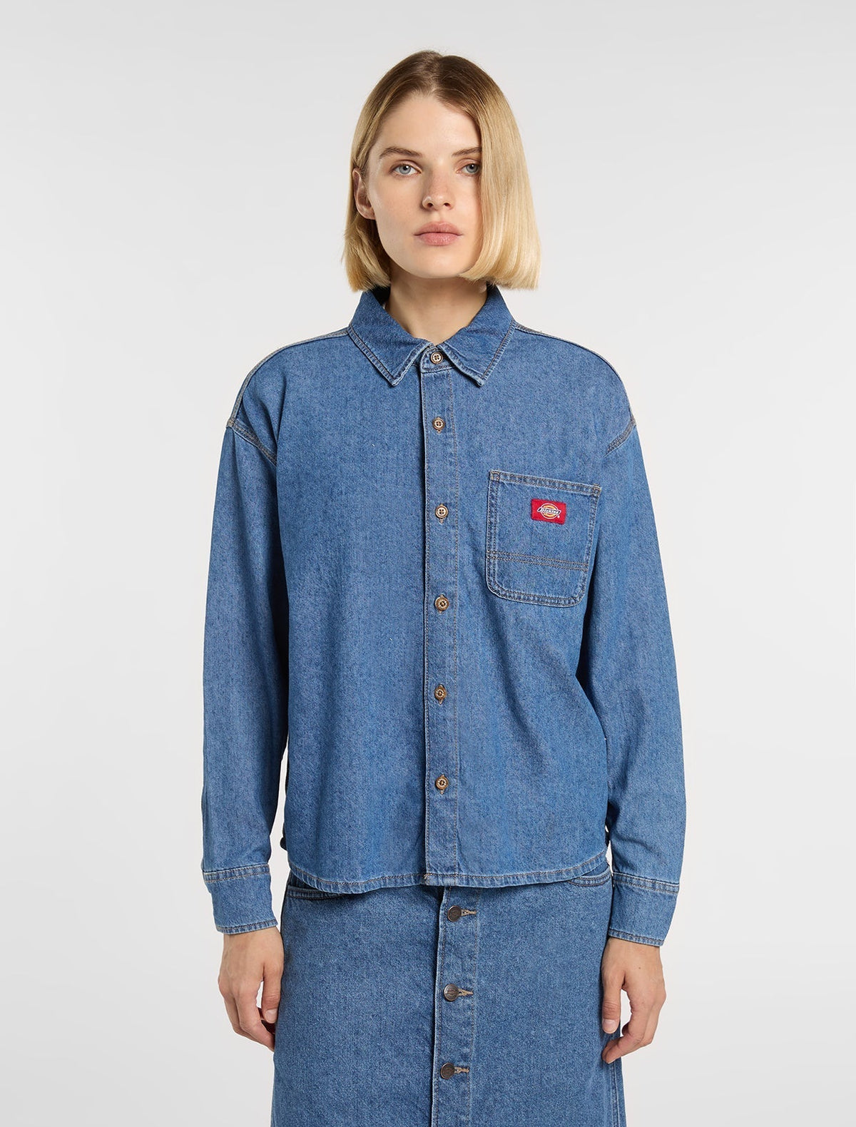 Lightweight Long Sleeve Denim Shirt - Blue