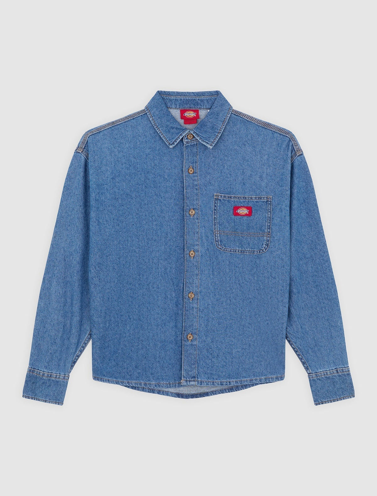Lightweight Long Sleeve Denim Shirt - Blue