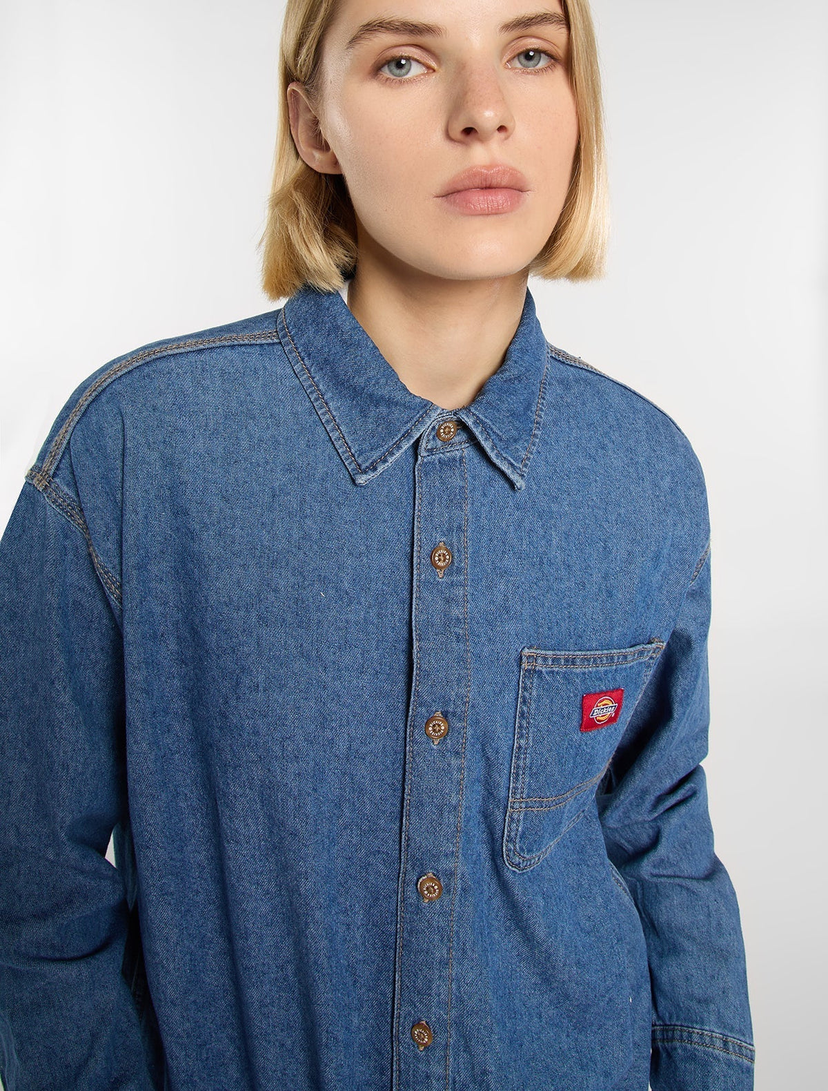 Lightweight Long Sleeve Denim Shirt - Blue