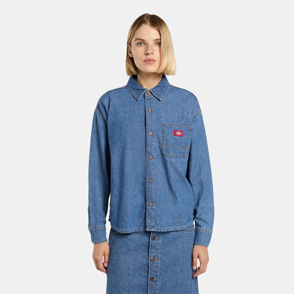 Lightweight Long Sleeve Denim Shirt - Blue