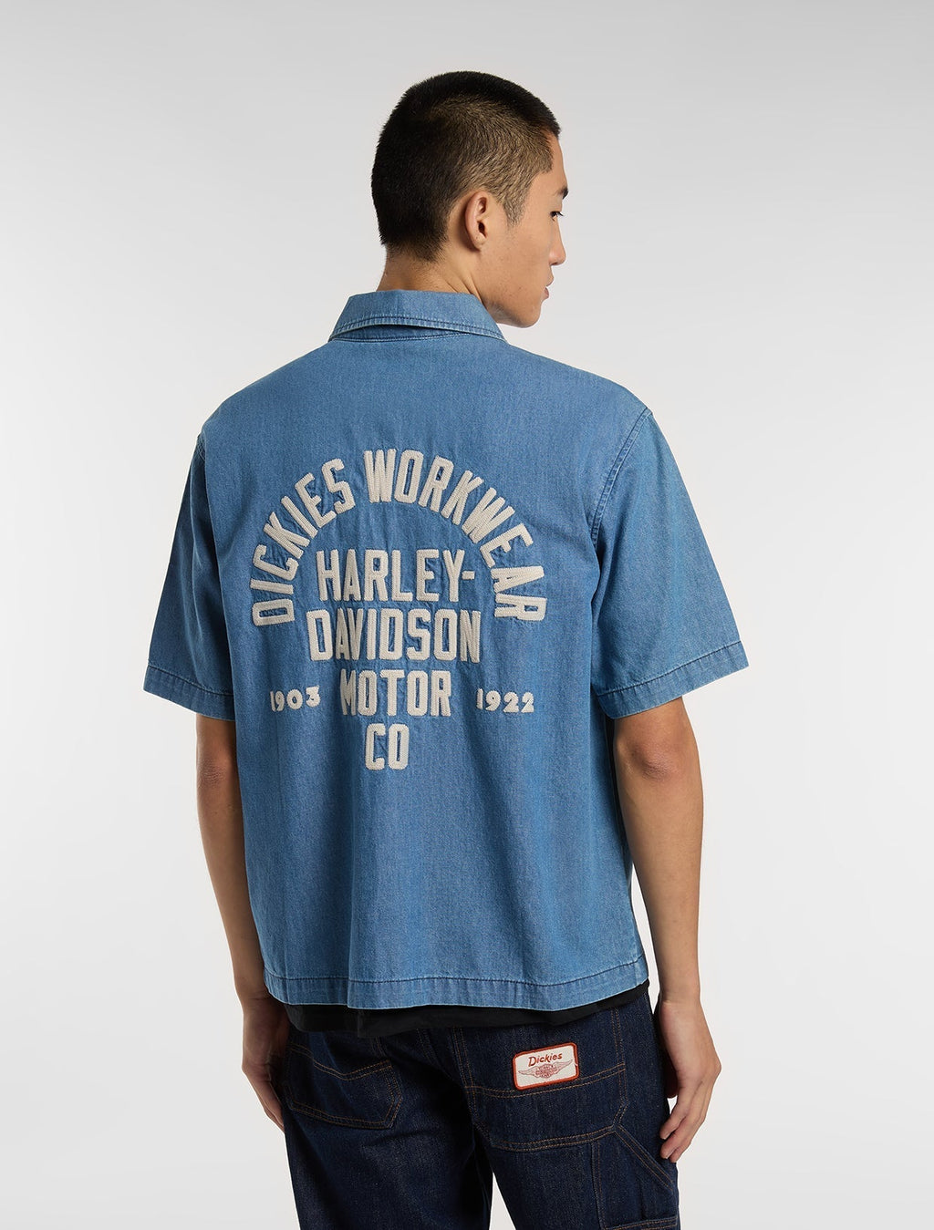 Dickies X Harley-Davidson Camisa de trabajo boxy de cambray - Azul cambray