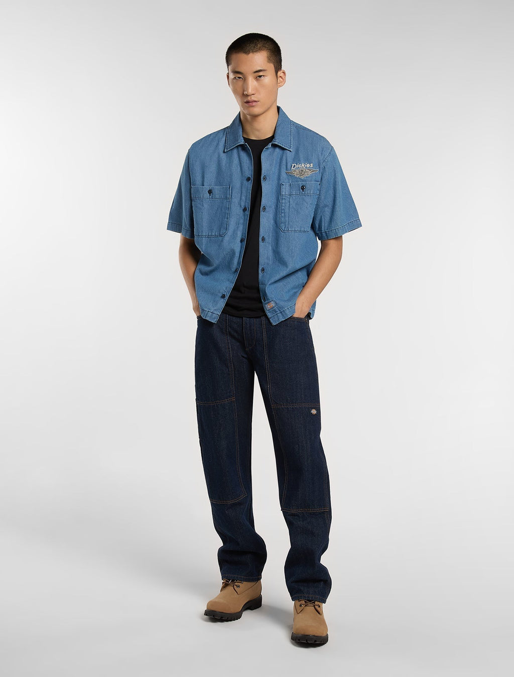 Dickies X Harley-Davidson Camisa de trabajo boxy de cambray - Azul cambray