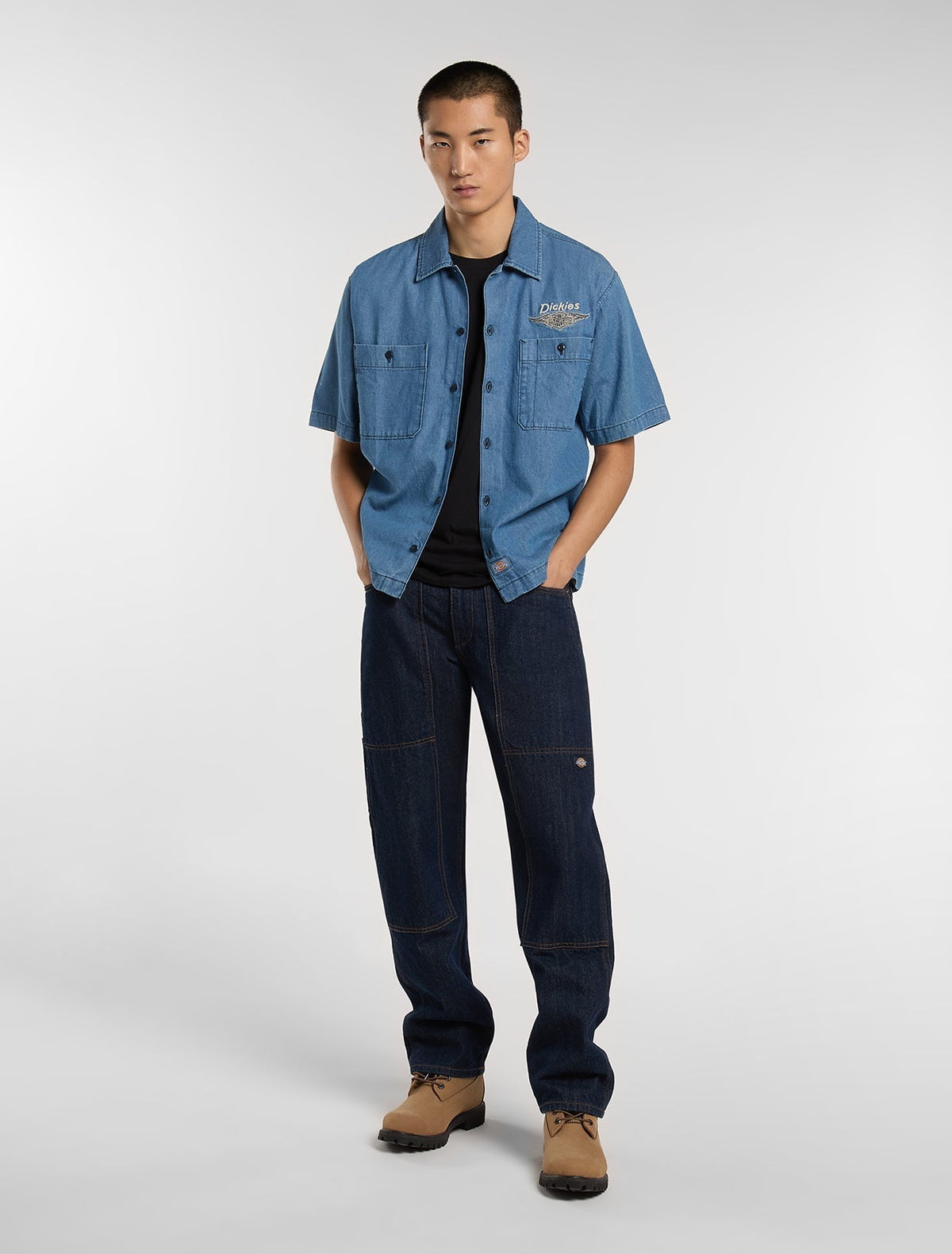 Dickies X Harley-Davidson Camisa de trabajo boxy de cambray - Azul cambray