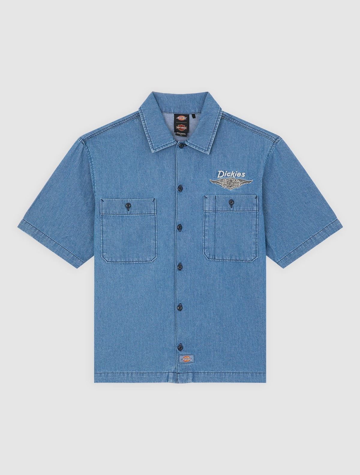Dickies X Harley-Davidson Camisa de trabajo boxy de cambray - Azul cambray