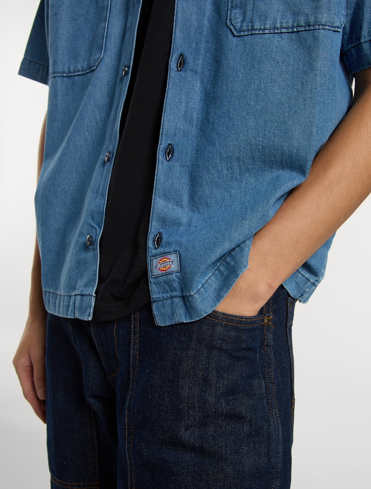 Dickies X Harley-Davidson Camisa de trabajo boxy de cambray - Azul cambray