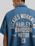 Dickies X Harley-Davidson Camisa de trabajo boxy de cambray - Azul cambray