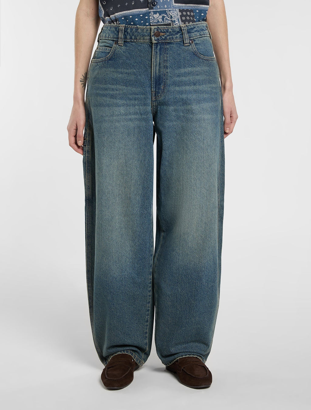 Jeans da lavoro affusolati ampi 957 - Khaki Tinted Blue