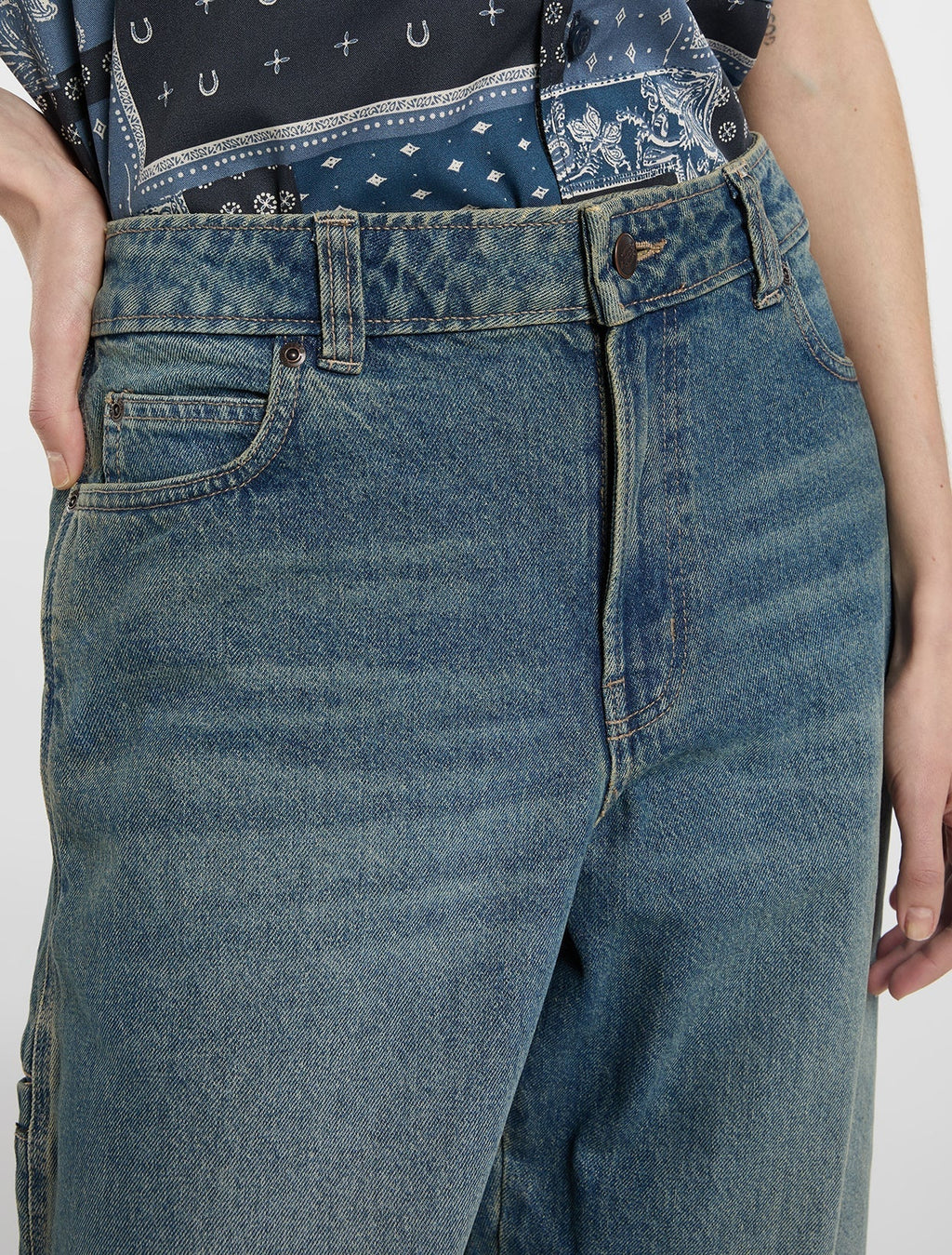 Jeans da lavoro affusolati ampi 957 - Khaki Tinted Blue