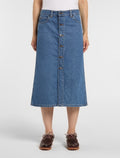 Women'S Midi Denim Skirt - Ecru