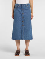 Women'S Midi Denim Skirt - Ecru