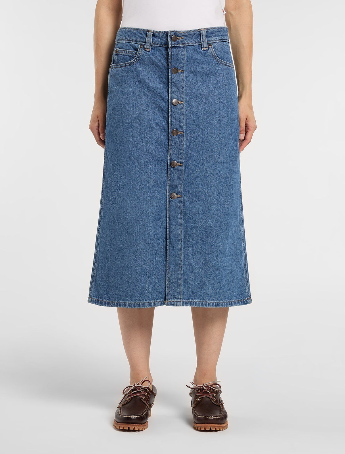 Women'S Midi Denim Skirt - Ecru