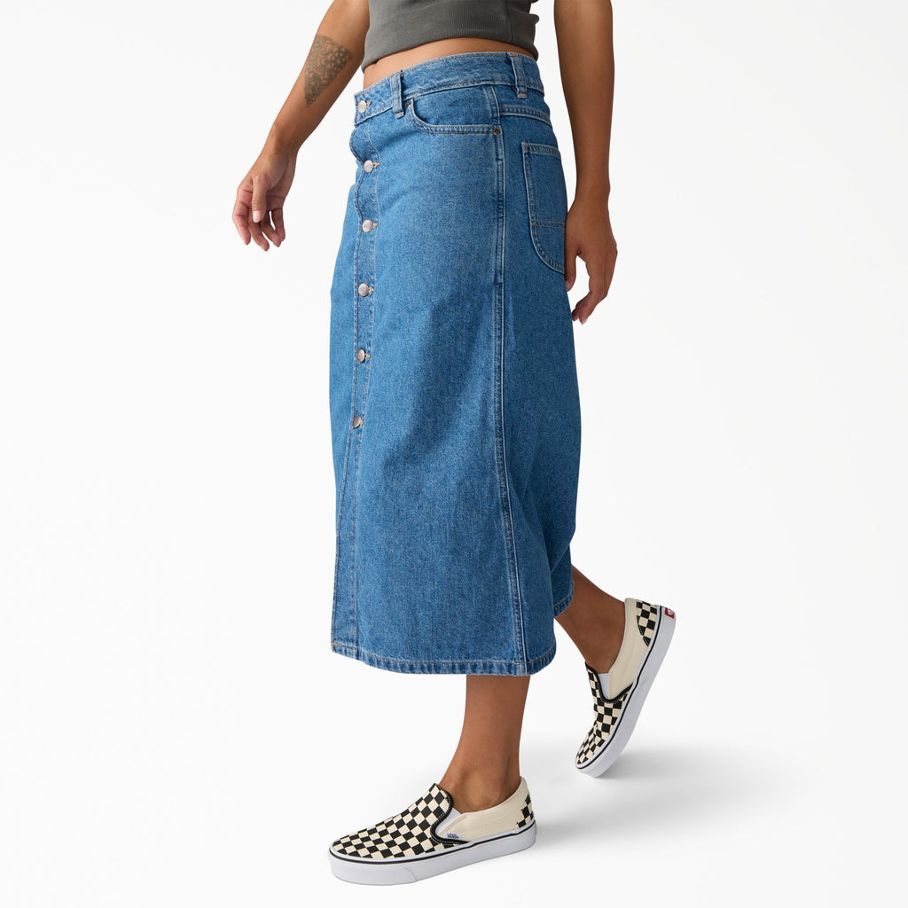 Falda vaquera midi para mujer - Blue