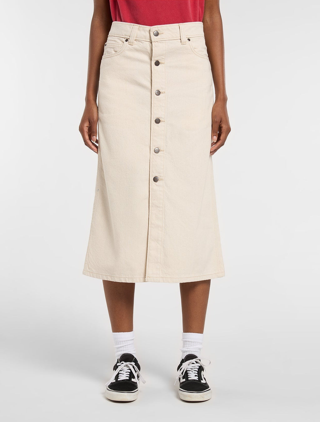 Women'S Midi Denim Skirt - Ecru