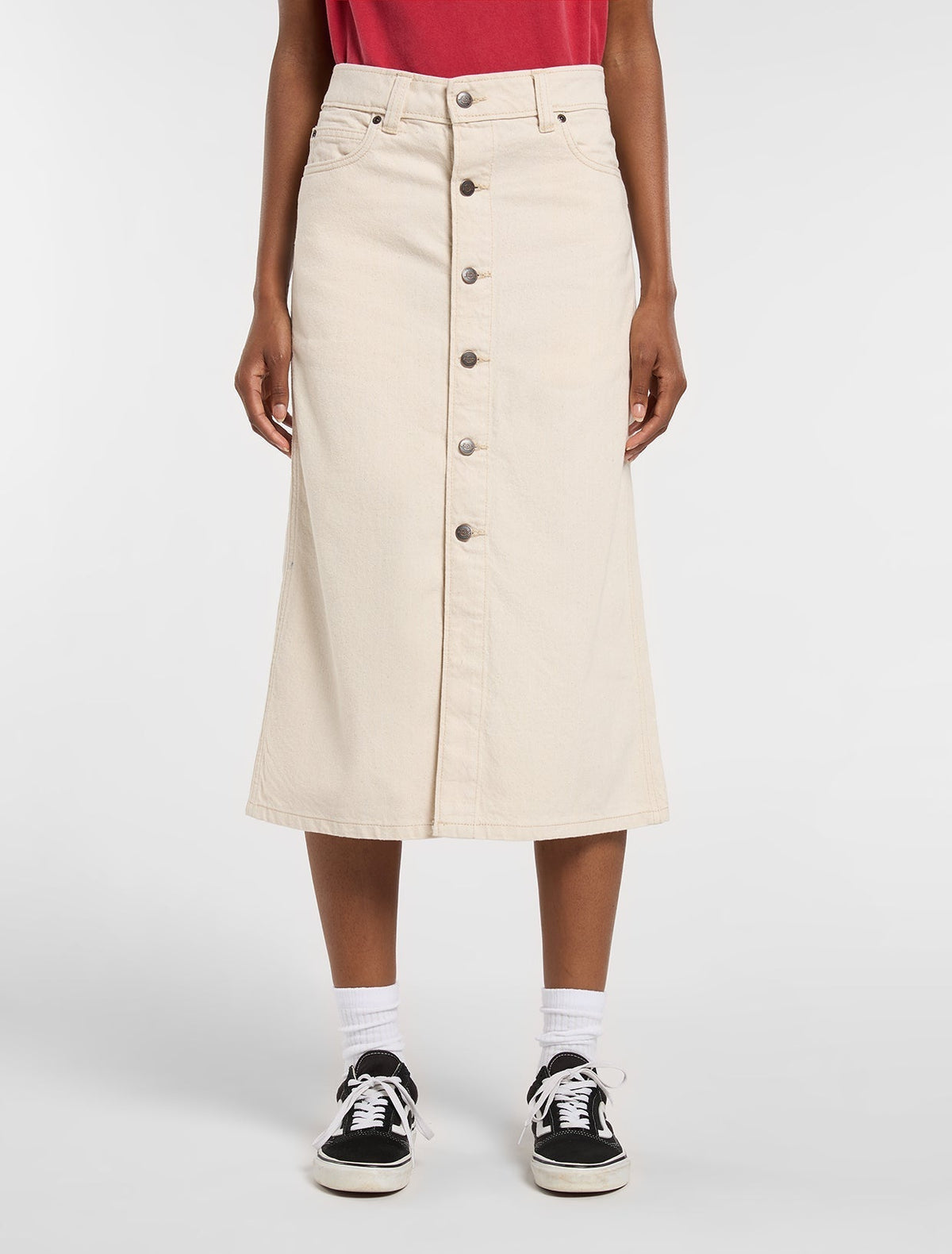 Women'S Midi Denim Skirt - Ecru
