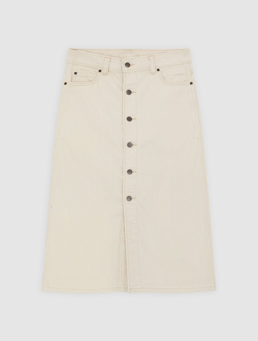 Women'S Midi Denim Skirt - Ecru