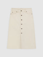 Women'S Midi Denim Skirt - Ecru