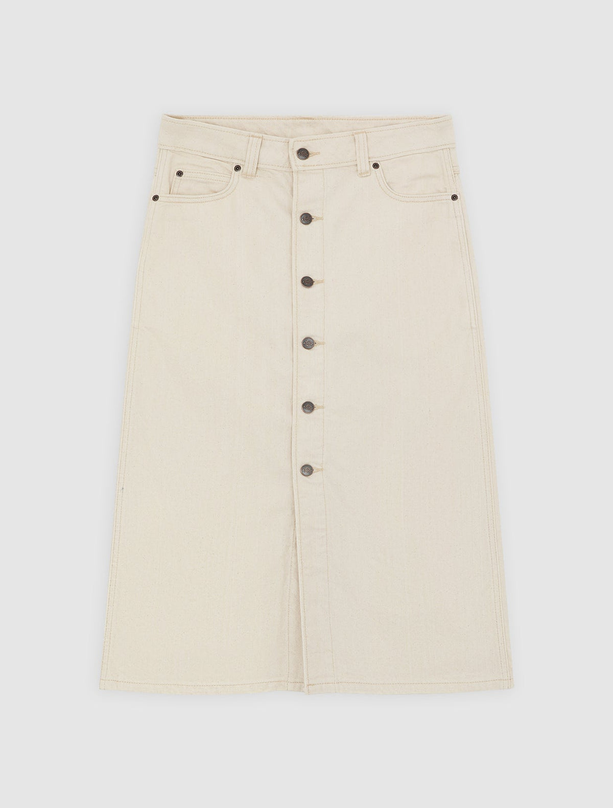 Women'S Midi Denim Skirt - Ecru