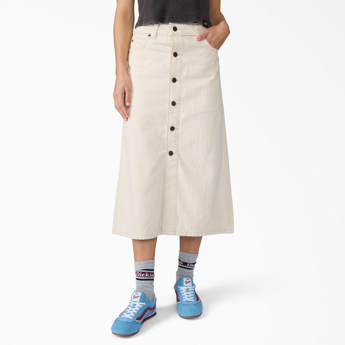 Women'S Midi Denim Skirt - Ecru