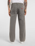 Double Knee Loose Straight Jeans - Grey Wash Tinted