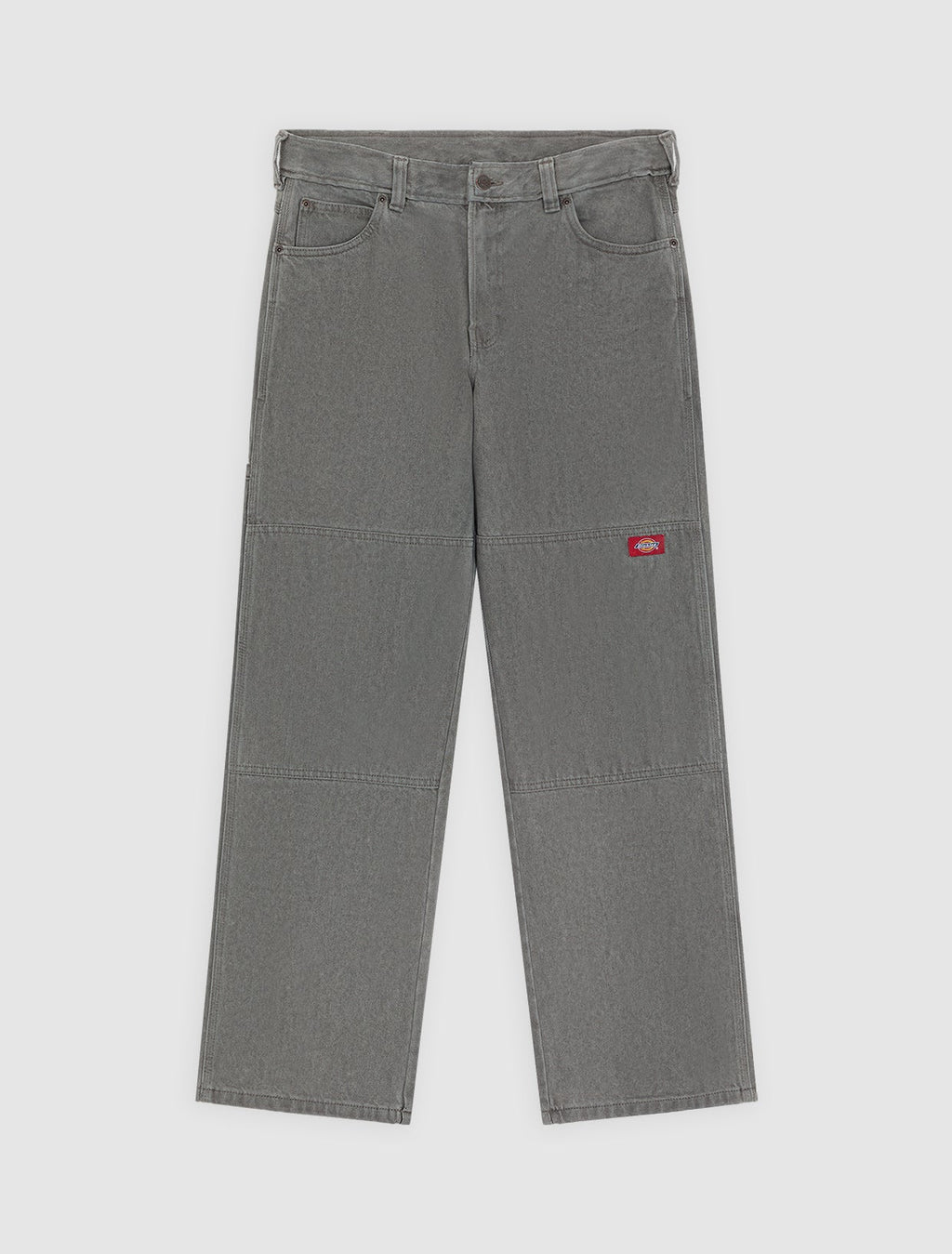 Double Knee Loose Straight Jeans - Grey Wash Tinted