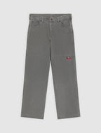 Double Knee Loose Straight Jeans - Grey Wash Tinted