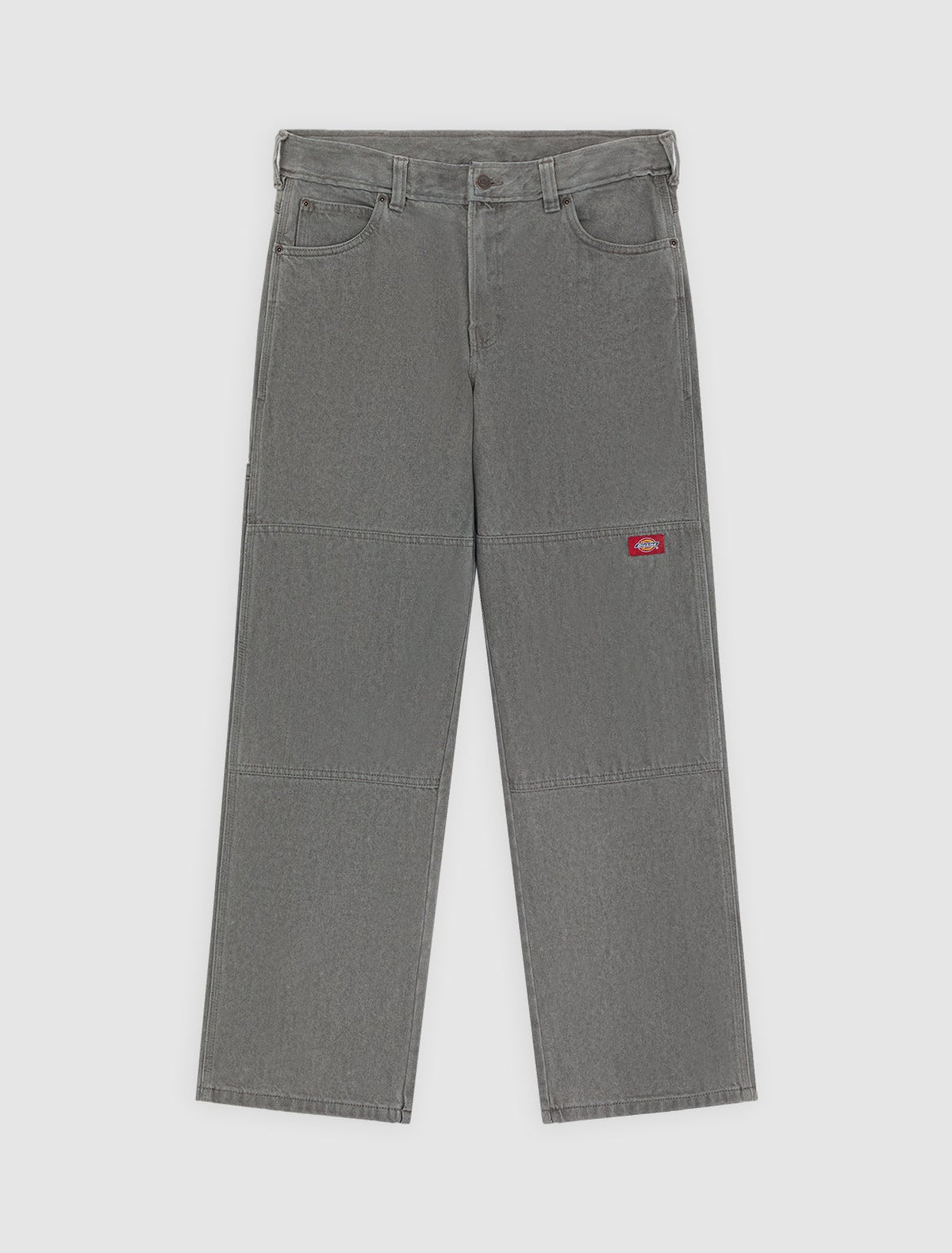Double Knee Loose Straight Jeans - Grey Wash Tinted
