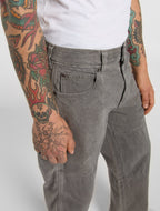 Double Knee Loose Straight Jeans - Grey Wash Tinted