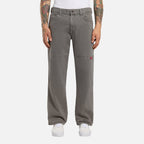 Double Knee Loose Straight Jeans - Grey Wash Tinted