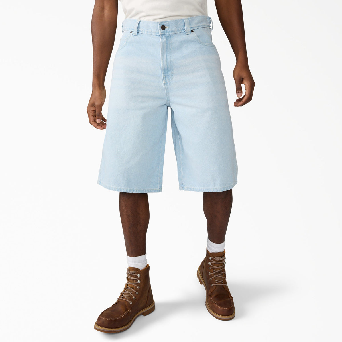 Pantalón corto vaquero 958 holgado de 13" - azul medio de efecto lavado y descolorido - hombre