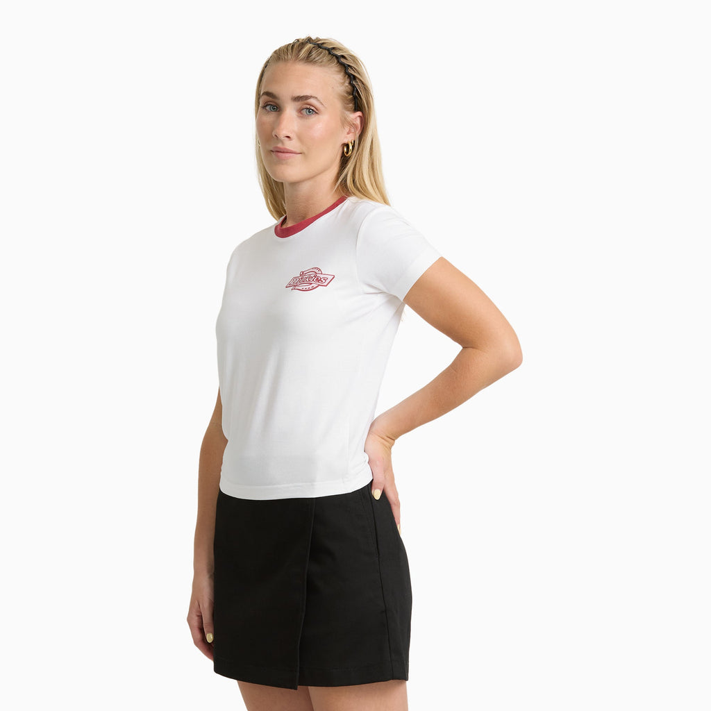 T-shirt con bordi a contrasto donna Plainville - White