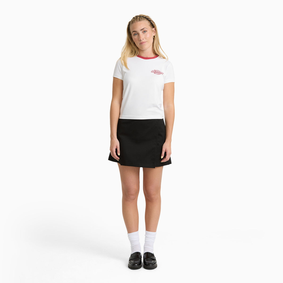 T-shirt con bordi a contrasto donna Plainville - White