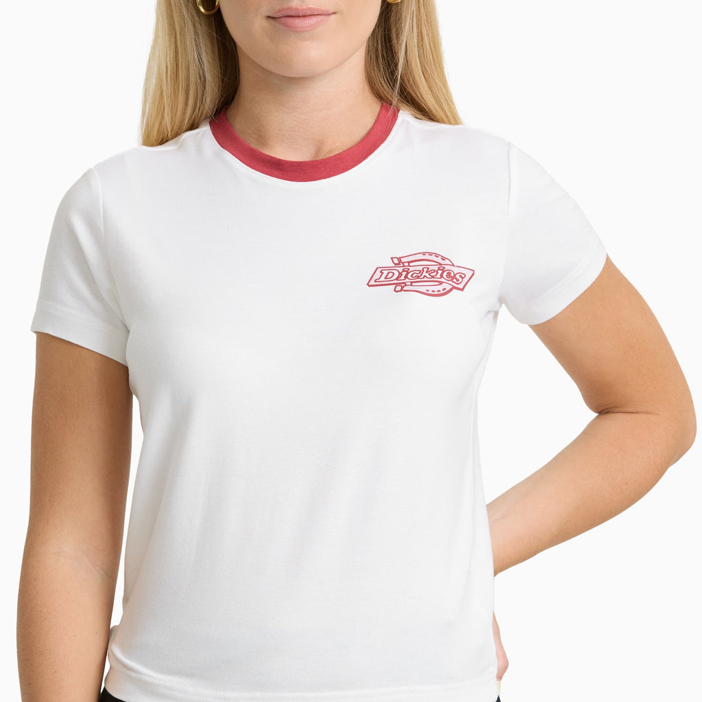 T-shirt con bordi a contrasto donna Plainville - White