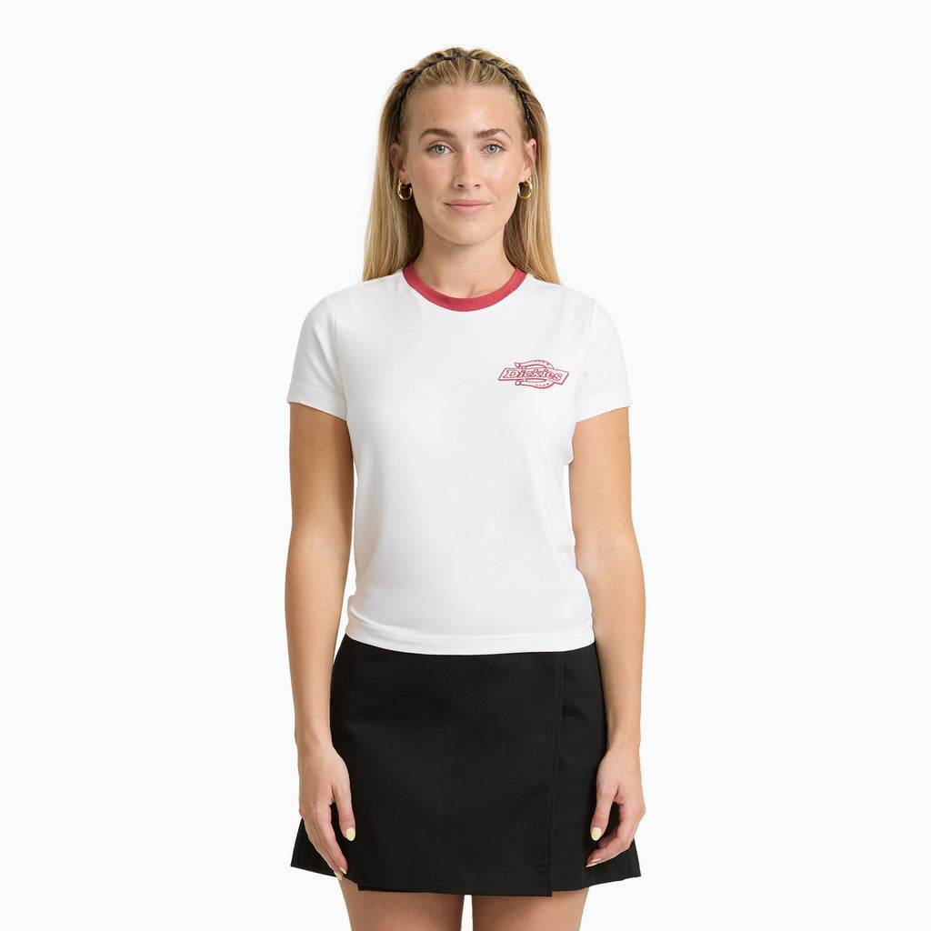 T-shirt con bordi a contrasto donna Plainville - White