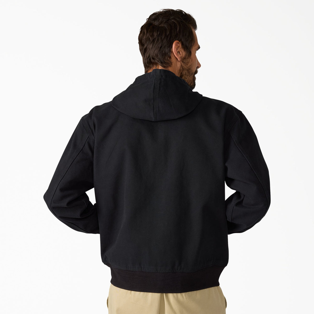 Cazadora bomber de lona con capucha sin forro - Black