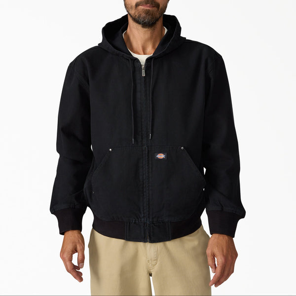 Bomber con cappuccio in canvas non foderato - Nero - Uomo