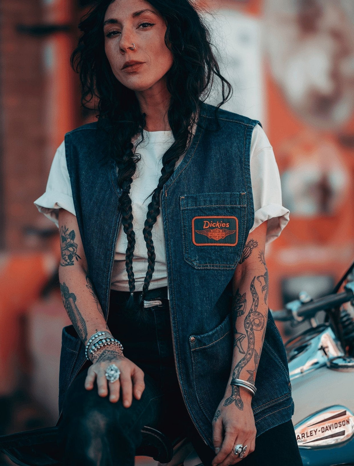 Dickies x Harley-Davidson Sleeveless Denim Jacket - Rinsed Indigo Blue