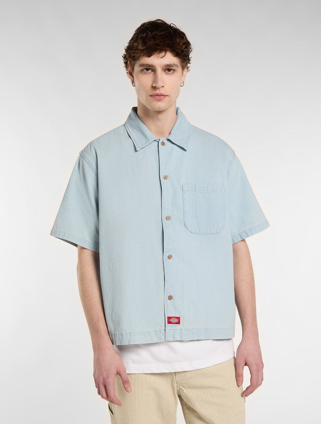 Camicia In Denim A Maniche Corte - Fog Blue
