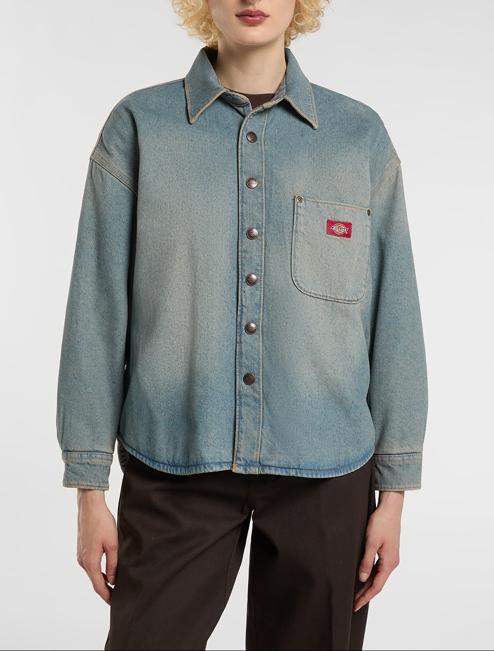 Sovracamicia in denim Mina - Lavaggio chiaro effetto vissuto - Donna