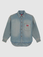 Sovracamicia in denim Mina - Lavaggio chiaro effetto vissuto - Donna