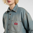 Sovracamicia in denim Mina - Lavaggio chiaro effetto vissuto - Donna