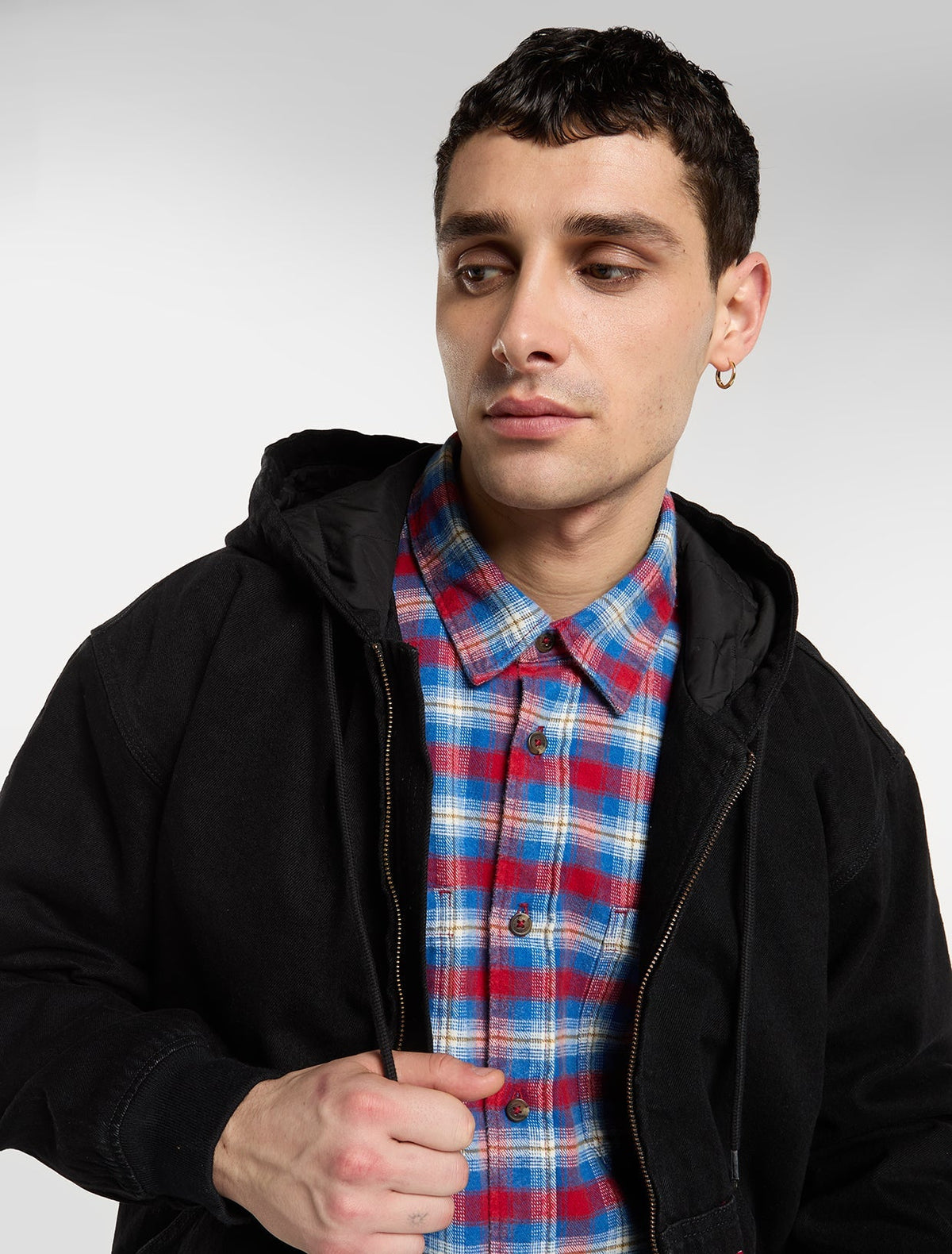 Bomber con cappuccio in denim foderato Hilham - Nero - Uomo
