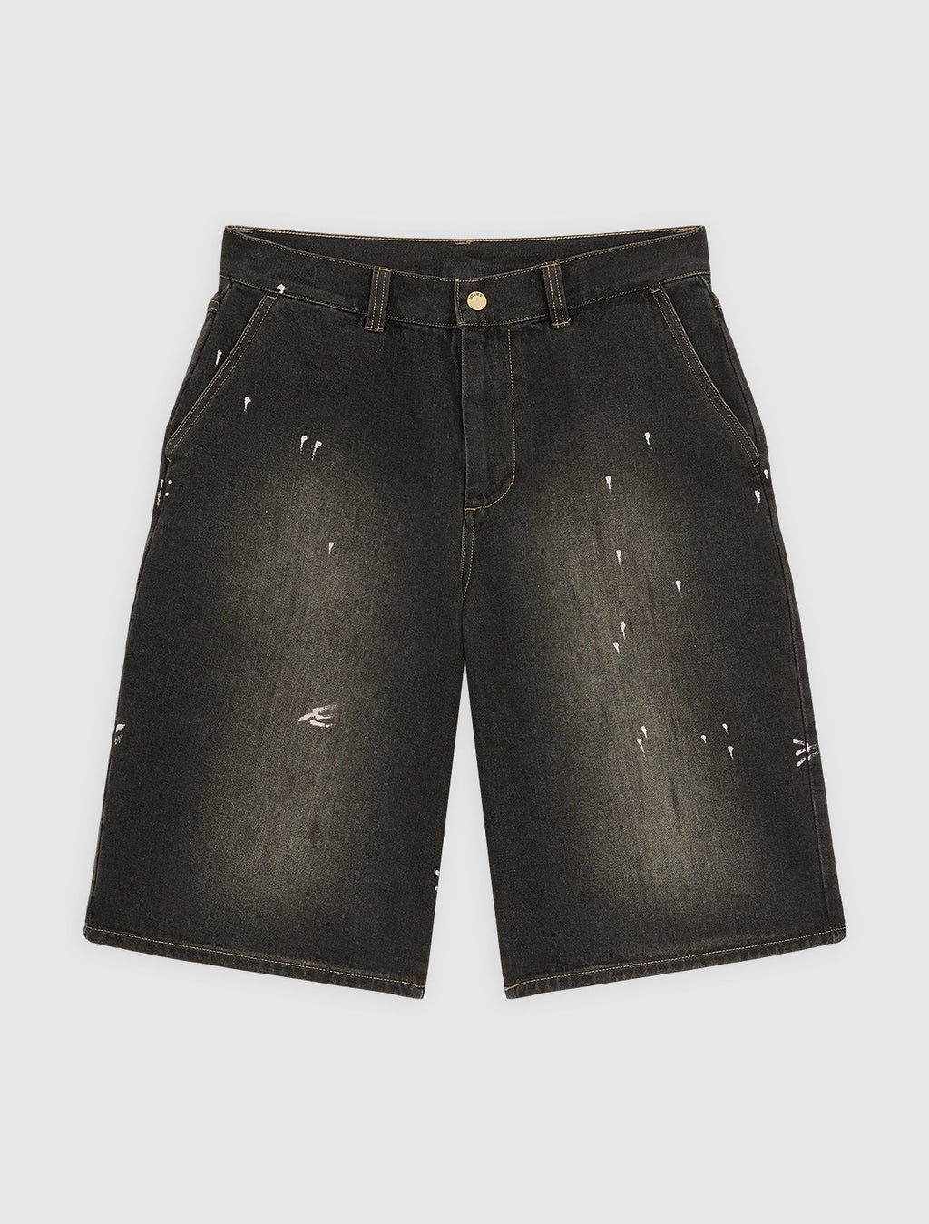 Pantalón corto vaquero teñido con barro - negro con lavado desgastado - hombre