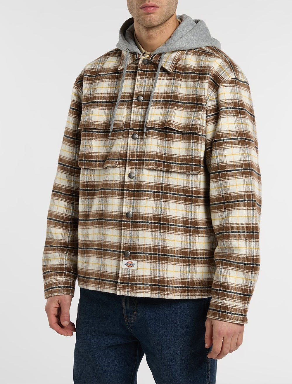 Sobrecamisa de franela con capucha Eustis - Blanco garceta - Hombre