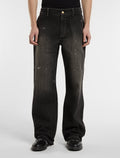 Mud-Dyed Loose Arbejdsjeans - Dirty Wash Black - Herre