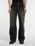 Mud-Dyed Loose Arbejdsjeans - Dirty Wash Black - Herre