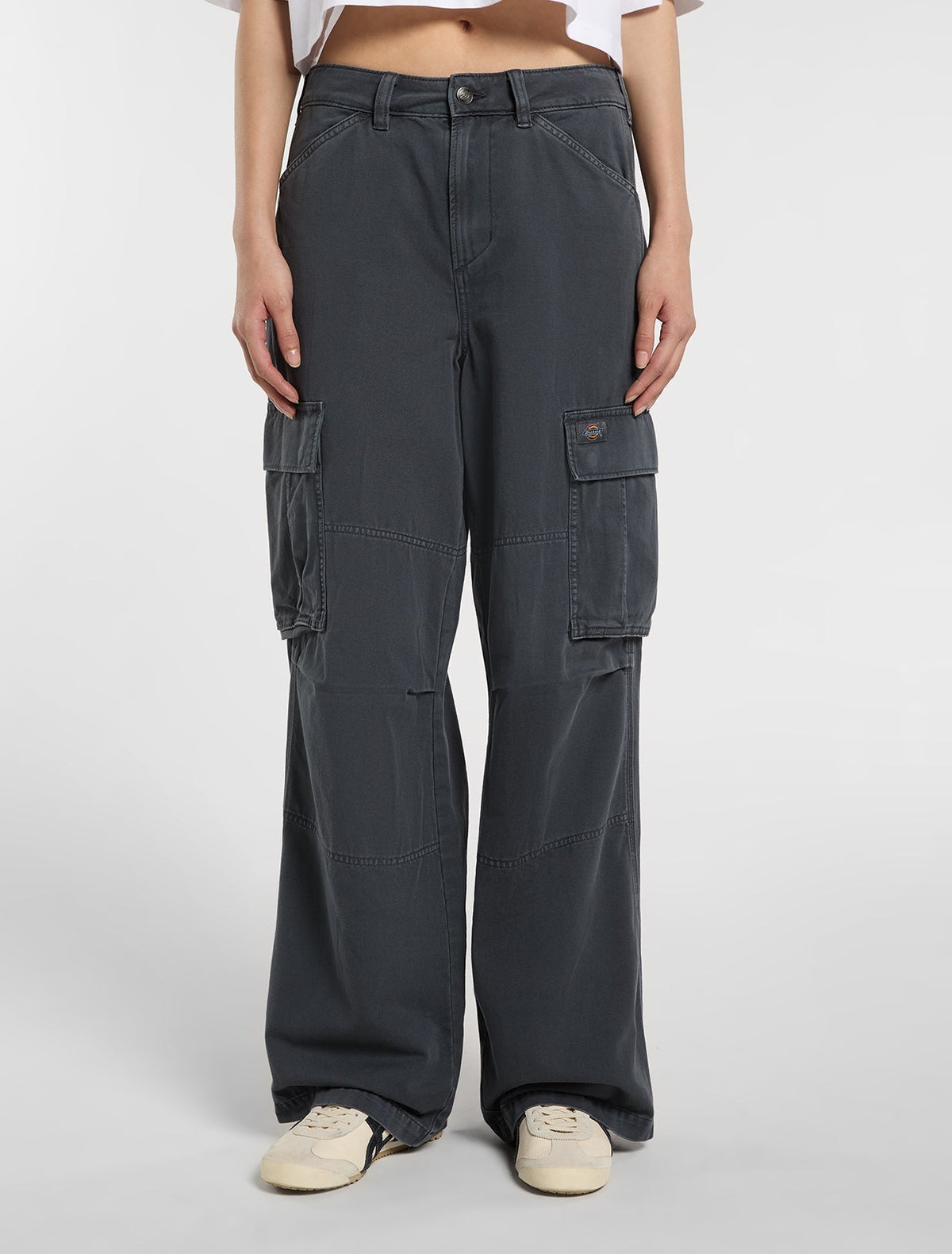 247 Loose Garment-Dyed Cargo Trousers - Charcoal - Women