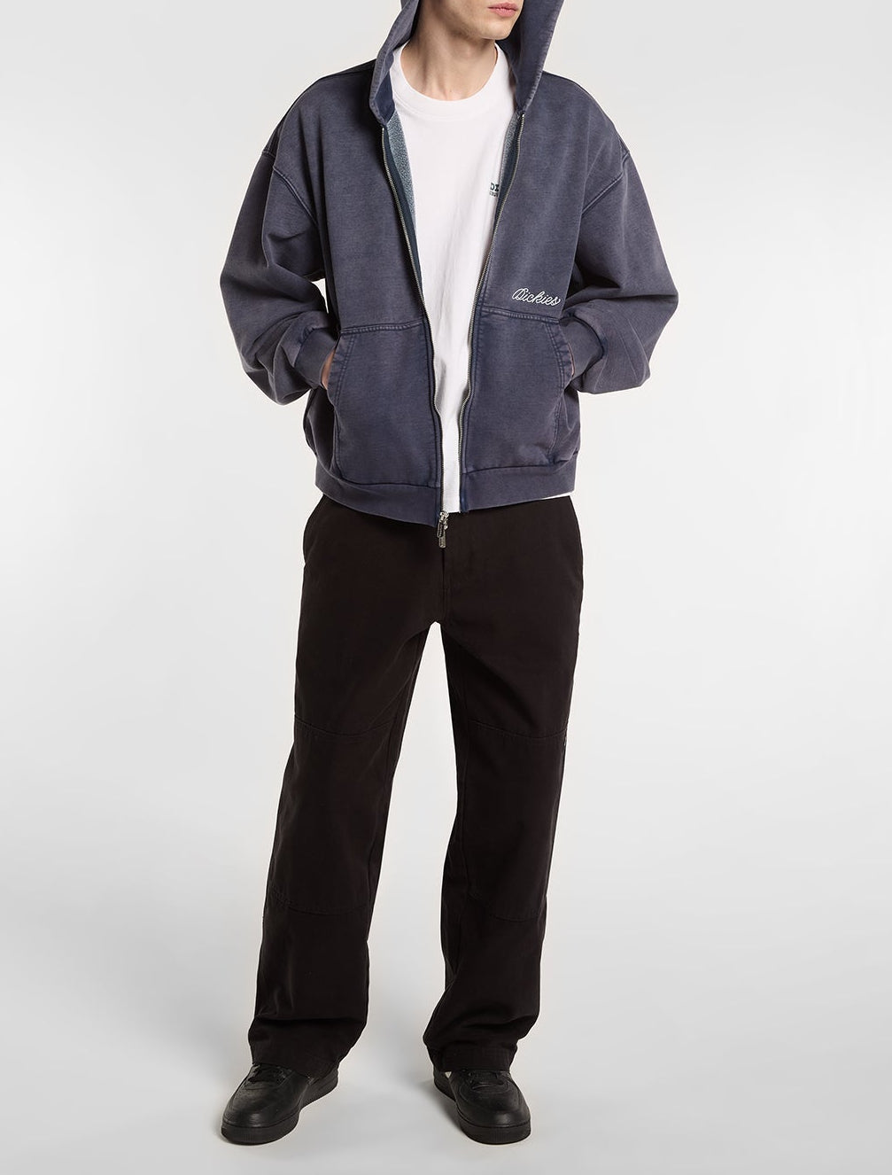 Felpa con cappuccio e zip Baker - Blu navy - Uomo