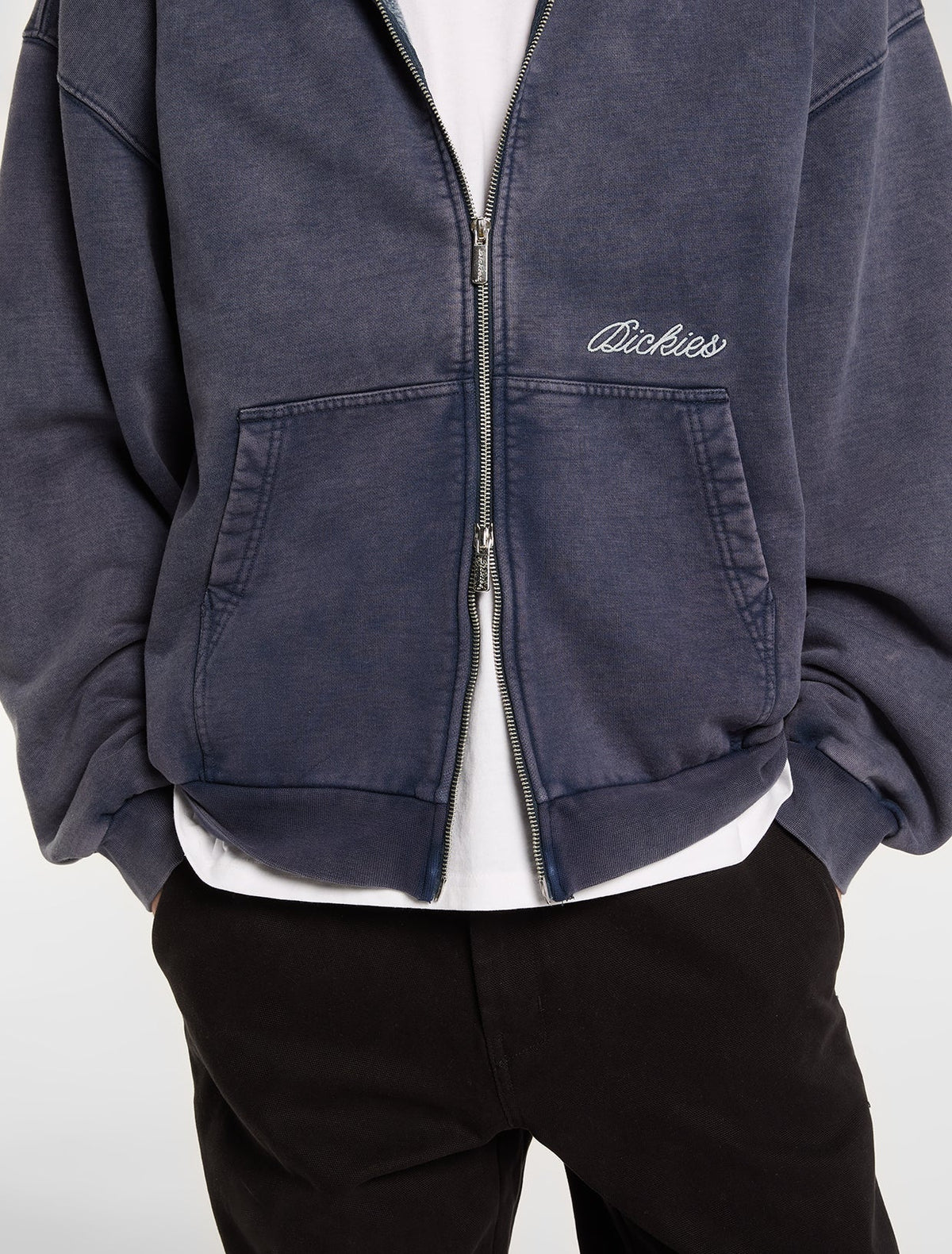 Felpa con cappuccio e zip Baker - Blu navy - Uomo